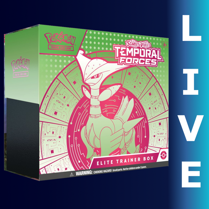 Pokemon Scarlet and Violet Temporal Forces Elite Trainer Box (Iron Leaves Variant) - LIVE